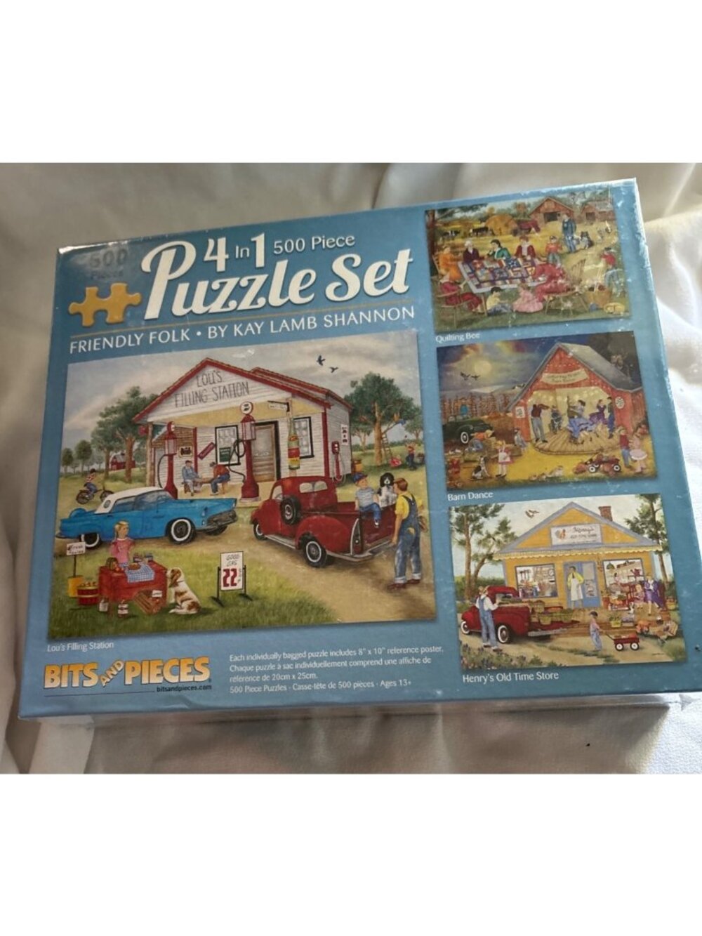 Bits And Pieces 4-In-1 Puzzle Set Friendly Folk Kay Lamb Shannon 500 Pieces New